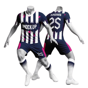 Ensemble d'uniformes de football personnalisés, maillot de football à col en V, manches courtes, tenue d'équipe, kit de match, vêtements de sport imprimés, vêtements de sport internationaux - Product Image 3