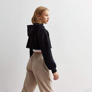 Sudadera Corta con Capucha para Mujer, Impermeable, Transpirable, de Forro Polar, Manga Larga, con Cordón Ajustable, para Gimnasio, Descanso y Ropa Urbana - Product Image 4