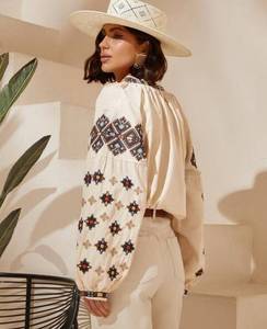 Blusa popular ucraniana personalizada al por mayor, minivestido bordado con borlas y encaje, decoración de manga larga, aspecto Vintage de una pieza - Product Image 3