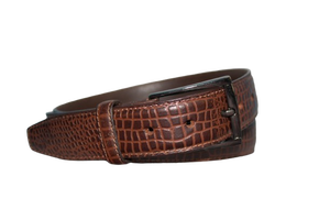 Cinturón de Cuero Genuino para Hombre |   Cinturón Marrón con Estampado de Cocodrilo |   Hebilla Clásica |   Fabricante Mayorista OEM |   Divine International - Product Image 4