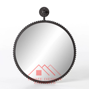 Venta caliente Marco de hoja de Metal decoración de pared espejo para sala de estar Metal Sunburst decoración de pared espejo para dormitorio y sala de estar - Product Image 6