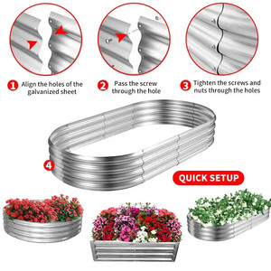 Grande jardinière en acier pour l'extérieur, lit surélevé en métal pour les légumes, les fleurs et les herbes, design décoratif galvanisé OEM ODM - Product Image 2