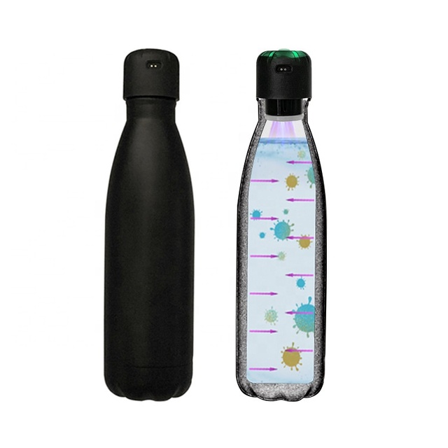 Uv-Water Purifier Lid Uv Light Self Cleaning Insulated Smart Vacuum Water Bottle Sports Bottle Factory Stainless Steel OEM 500ml