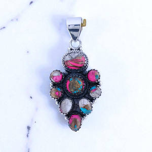 Colgantes Finos de Plata de Ley 925 con Turquesa Natural de Algodón de Azúcar, Joyería de Alta Pulido - Product Image 2