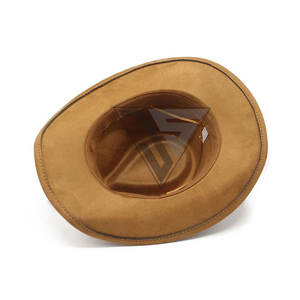 Trending Brown <b>Cowboy</b> Stylish <b>Hat</b> Made From Genuine Cowhide Suede Leather,Leather Strip With Leather Laces,Brass Concho Fitting - Product Image 3