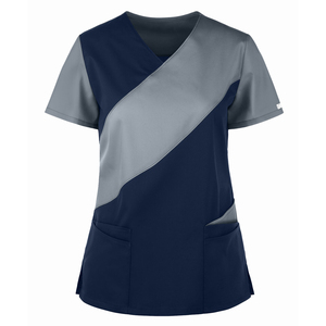 ชุดเครื่องแบบขัดสองสีคอตั้งแขนสั้นทำตามสั่ง - Product Image 3