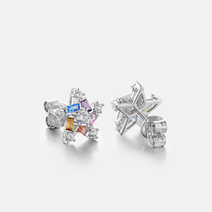 Élégantes boucles d'oreilles créoles en argent sterling avec diamants de laboratoire - Cadeau écologique pour les occasions festives - Product Image 2