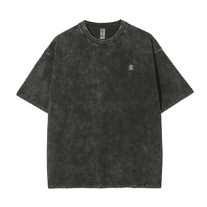 Soleil fané t-shirt pour hommes lavé à l'acide t-shirts impression graphique personnalisée blanc goutte épaule lourd GSM hommes t-shirts étés - Product Image 3