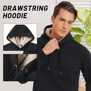 Sweat-shirt à capuche doublé polaire Sherpa lourd pour hommes en polyester/coton pour la saison d'automne - Product Image 3