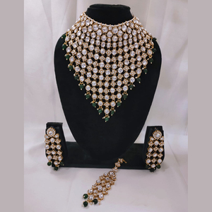 Exquisito collar de Kundan y cuentas chapado en oro, una pieza de joyería tradicional glamorosa para ocasiones festivas indias - Product Image 2