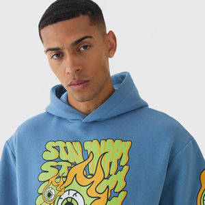 Custom Branded Men's Plus Size Baggy Sweatpants and <b>Hoodie</b> Flared Tracksuit Sets for Adults in Winter - Product Image 2