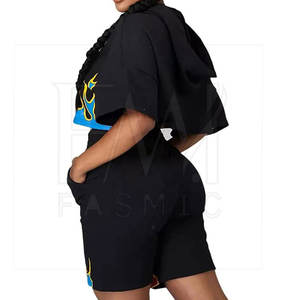 Conjuntos de Sudadera con capucha corta para mujer de último estilo con conjunto de precios asequibles con estilo de Pekín personalizado - Product Image 2