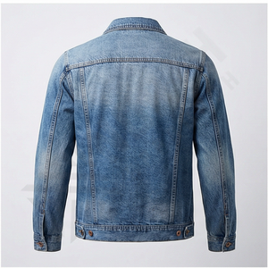 Chaqueta Vaquera de Algodón para Hombre, Estilo Casual, Color Sólido, Solapa, Cierre de Botón, Chaqueta de Mezclilla Ajustada de Otoño, Abrigo de Calidad Estilo Urbano - Product Image 2