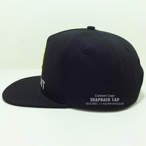 Vente au Vietnam de gros Snapback noir de haut niveau brodé en 3D Logo brodé entièrement personnalisé Bandes intérieures Style Hip Hop à la mode - Product Image 3