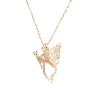 Collier ange volant en argent sterling 925 avec pierres roses et blanches pour cadeaux chrétiens - Product Image 1