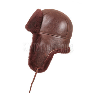 2024 Best Selling <b>Cheap</b> Price Shearling Sheepskin Hat Winter Men's Solid Color Shearling Sheepskin Hats - Product Image 2