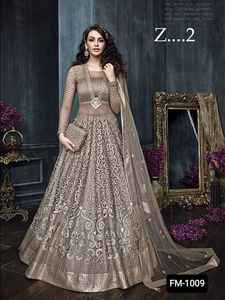 Georgette de estilo indio tradicional con Diamond Work Anarkali Vestido largo con diseñador Dupatta y traje de manga larga para mujer - Product Image 4