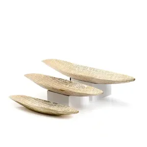 Ensemble premium de 3 plateaux de service en aluminium doré de différentes tailles plats à dessert pour mariages dernière arrivée - Product Image 6