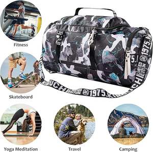 Sac de sport en velours côtelé écologique personnalisé avec porte-bouteille, nouveau design, motif uni noir magnétique - Product Image 4