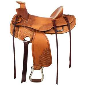 Selle occidentale exquise en cuir usiné à la main avec ensemble complet d'accessoires de selle de cheval - Product Image 1