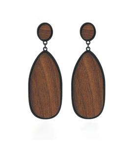 Boucles d'Oreilles en Bois pour Femmes-Grand Cercle Rond Géométrique Bois Drop Dangle Crochet Boucles d'Oreilles Mode Pendentif Mignon - Product Image 1