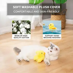 Rechargeable Touch Activated Duck Cat Squeaking Catnip Cute Kitten Plush Toy Interactive Cat Toys For Cats/Kittens