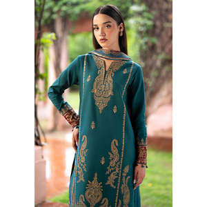 Ensemble 3 pièces JAZMIN printemps/été : chemise en mousseline brodée, dupatta imprimé Monarch et pantalon - BIC-3581 - Product Image 5