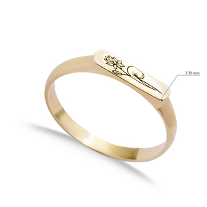 แหวนภาพวาดดอกไม้แบบเรียบทำด้วยมือของผู้หญิง925เงินสเตอร์ลิงทำด้วยมือเครื่องประดับชั้นดี - Product Image 2