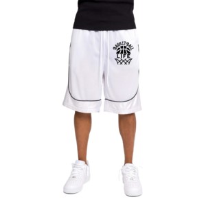 กางเกงบาสเก็ตบอลผู้ชายลายโลโก้แบบกำหนดเอง สไตล์ไฮสตรีท รักษ์โลก ลายเรียบ สีพื้น สำหรับออกกำลังกายและเล่นกีฬา ผลิตจากผ้าโพลีเอสเตอร์ตาข่าย สำหรับเด็กผู้ชาย - Product Image 1