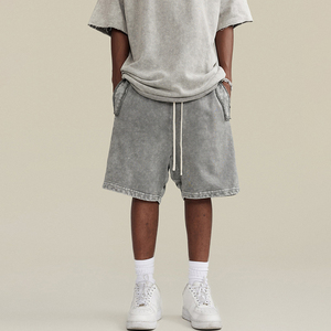 กางเกงขาสั้นผ้าฝ้ายซับเหงื่อสำหรับผู้ชายกางเกงขาสั้นซักกรดของผู้ชายกางเกงขาสั้นผ้าคอตตอนซักพิมพ์ลายแบบกำหนดเองวัสดุที่ดีที่สุดทำจากอุตสาหกรรมภาษี - Product Image 5