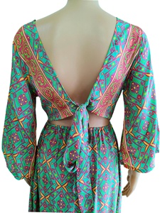 Vestido largo de seda tejida con estampado paisley indio, estilo bohemio natural, geométrico coreano Y2K, corte en A, talla única, para primavera y verano, sencillo, dulce y para uso diario. - Product Image 6