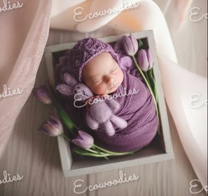 เตียงไม้สำหรับเด็กแรกเกิดทำจากไม้อุปกรณ์ประกอบฉากถ่ายรูปเด็กทารกเฟอร์นิเจอร์ห้องนอนทำจากไม้100% - Product Image 5