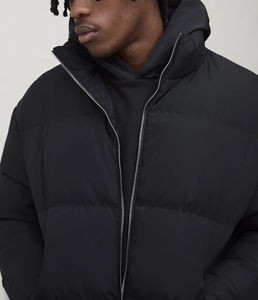 New Collection Price <b>Lightweight</b> Relaxed Fit Stand Collar Custom Logo Printed Front Hip Hop Style <b>Puffer</b> <b>Jacket</b> - Product Image 2