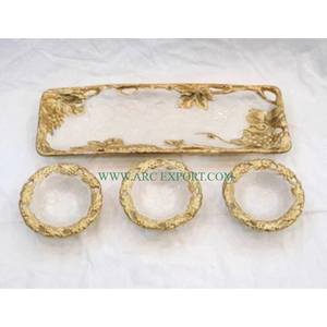 Bol de service jetable en aluminium plaqué or avec motifs de feuilles bols à fruits et à dessert pour la fête, le mariage et la table de villégiature décor de luxe - Product Image 5