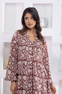 Women's 2025 Summer Casual Dress Short Sleeve Cotton Frocks with <b>Printed</b> Silhouette Natural Waistline Adult Size - Product Image 5