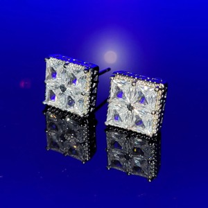 Pendientes de Diamante Moissanita con Corte Cojín, Personalizables, de Oro de 14K y Plata de Ley, Cultivados en Laboratorio, Certificados por IGI, para Mujer, de RB Gems - Product Image 1
