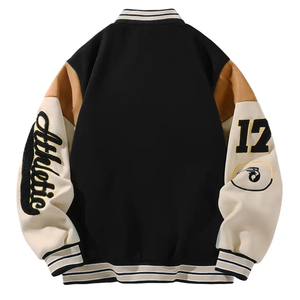 Fall 2026 Winter Men's Bomber <b>Jacket</b> Casual Streetwear Woolen Leather Shell <b>Mandarin</b> <b>Collar</b> Breathable Zipper OEM Service - Product Image 2