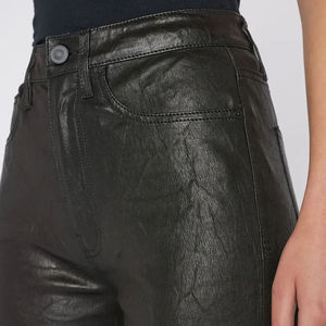 2025 mejores monos de cuero auténtico para mujer Pantalones de satén impermeables de alta calidad para mujer - Product Image 6