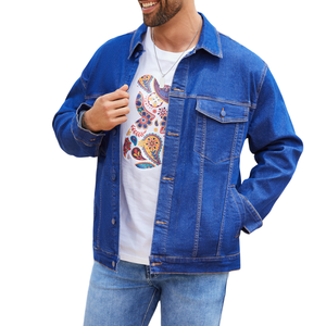 Chaqueta vaquera azul vintage de alta calidad para hombre, ropa de abrigo elegante de estilo clásico para moda atemporal y chaquetas de hombre con borde moderno - Product Image 1