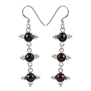 Boucles d'oreilles pendantes en argent 925 avec grenat et perle certifiée, forme flèche, pour femme, idéales pour mariage et soirée - Product Image 3