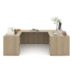 New Title U-Shaped Executive Desk 100.4" Lockable Metal Frame Computer Workstation for Bedroom - Product Image 5