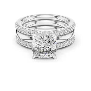 3.50 CT <b>Cushion</b> Cut Lab Diamond Bridal Ring Set for Women VVS-VS EF Clarity 18KT, 14KT, 10KT Gold & 925 Silver Rose, - Product Image 2
