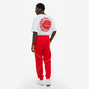 Customized Best Selling <b>Men</b> New Arrival Red Colour Basic Jogging <b>Trousers</b> With Drawstrings Waist and Side Pockets - Product Image 4