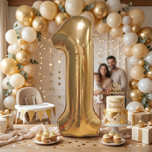 GLOBE Número Dorado para 1M N1 Letras Estrellas Día de la Madre Graduación Año Nuevo Chino Eventos Fiesta de Regreso a Clases Fiesta - Product Image 6