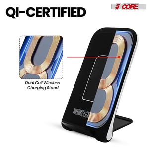 5 Core Wireless Charging Stand 2 Pieces 10W Fast Wireless Charger Station with <b>Sleep</b>-Friendly <b>Light</b> - Product Image 5