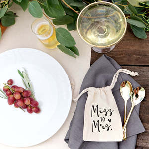 Miss to Mrs. Cotton Canvas <b>Wedding</b> Favor <b>Bags</b> 6-Pack Eco-Friendly Screen Printed <b>Bags</b> Custom Logo for Packaging <b>Gift</b> Craft Use - Product Image 3