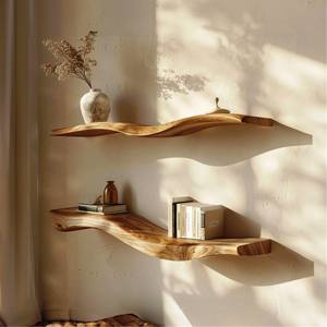 ชั้นวางของติดผนังไม้ลอยน้ำ สี่ชั้น สไตล์ยุโรป ทนทาน เหมาะสำหรับวางกระถางต้นไม้ ตกแต่งผนังสวยงาม-ซื้อเลย! - Product Image 1