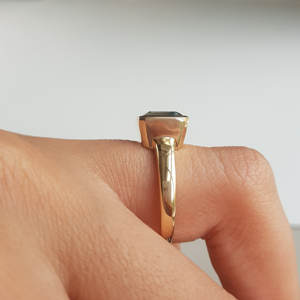 Anillo de Compromiso y Boda Unisex de Oro Sólido de 14K con Aguamarina Natural Corte Esmeralda, Alta Calidad, Piedra de Nacimiento de Marzo, Solitario, Regalo para Ella - Product Image 3
