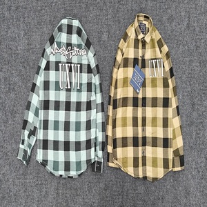 Chemises à carreaux à manches longues élégantes pour garçons Baggy surdimensionné avec coupe d'épaule tombante - Product Image 1