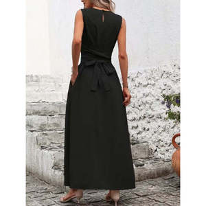 Vestido Maxi de Mujer Jane's con Hombros Descubiertos, Cintura con Lazo, Aberturas Laterales, Cuello Redondo y Silueta en A para Uso Casual - Product Image 2